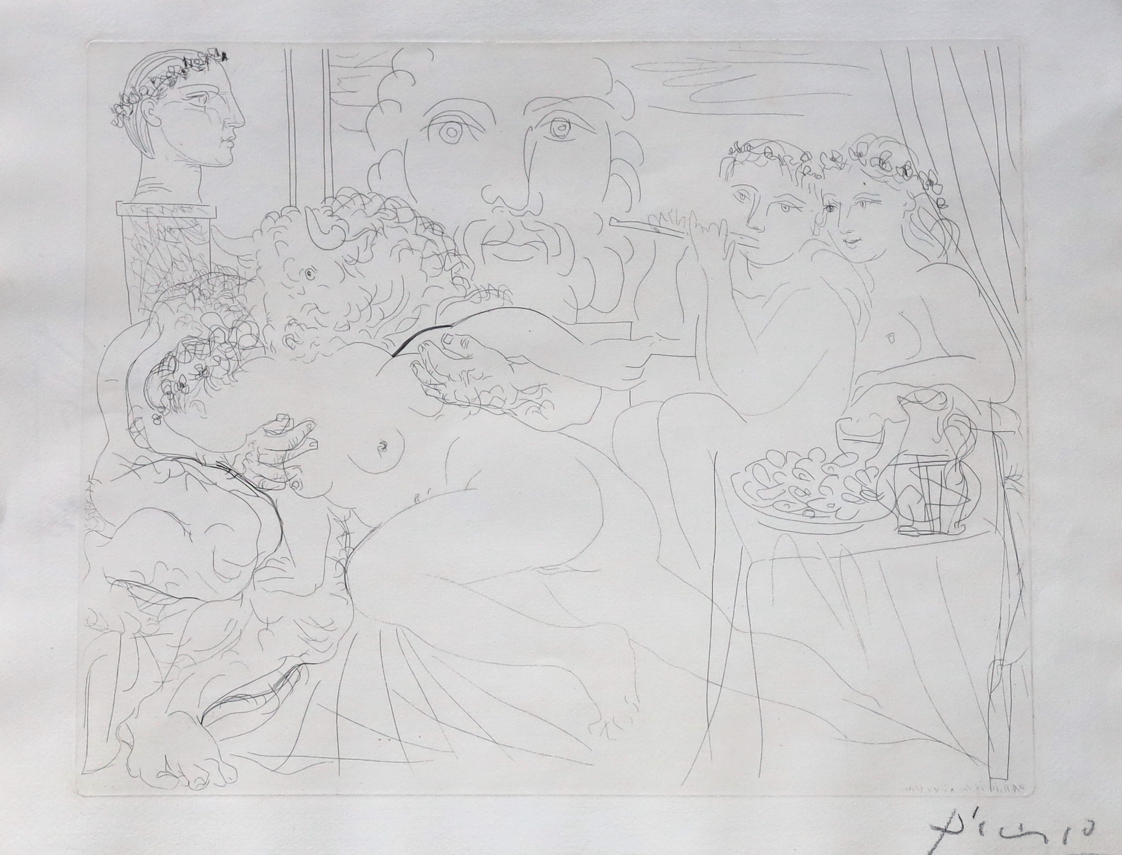 Pablo Picasso (Spanish, 1881-1973), Minotaure caressant une femme, from: La Suite Vollard, etching, 29 x 36cm